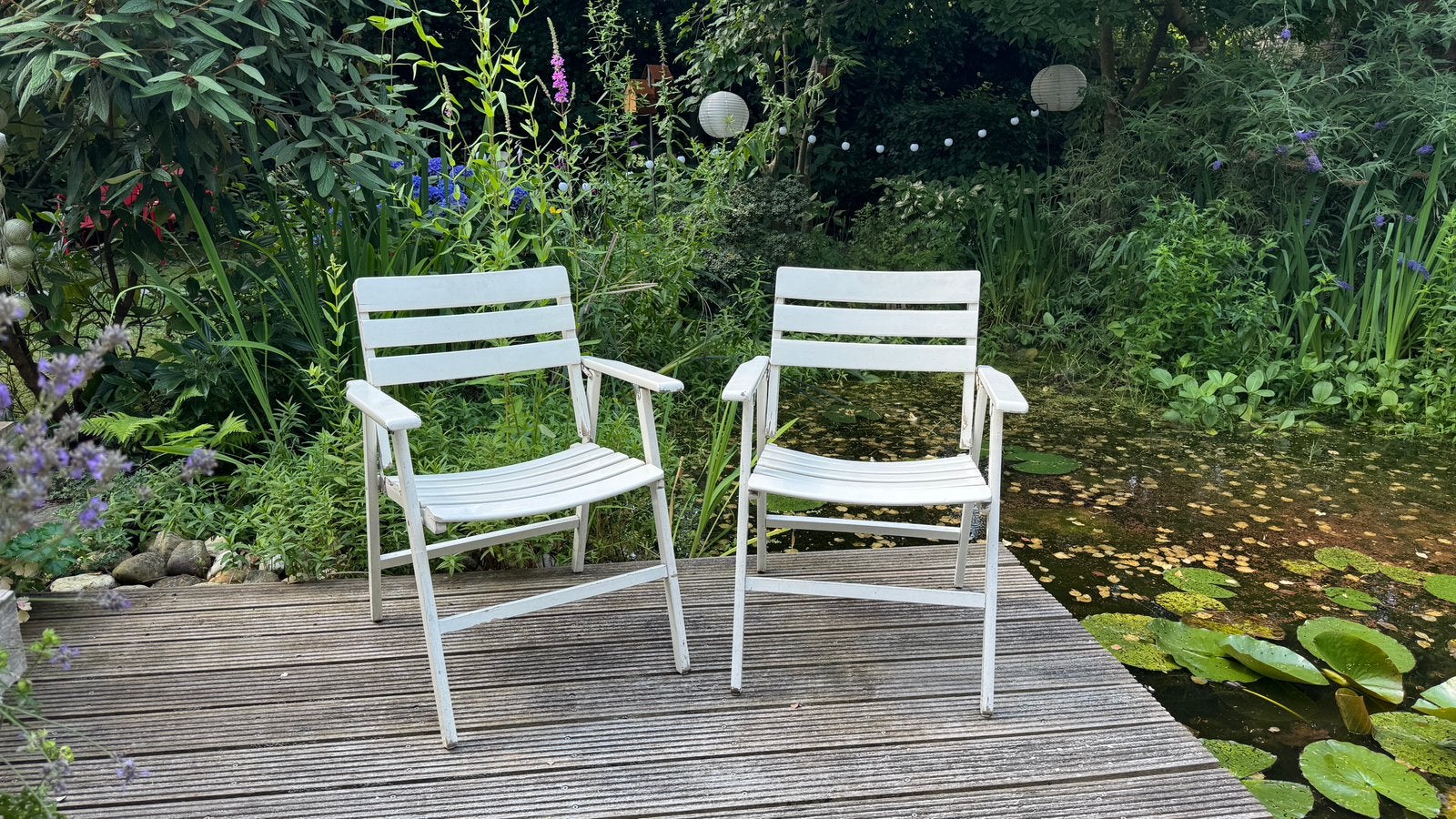 Herlag vintage inklapbare houten tuinstoelen, Tuin en Terras, Tuinstoelen, Zo goed als nieuw, Hout, Ophalen