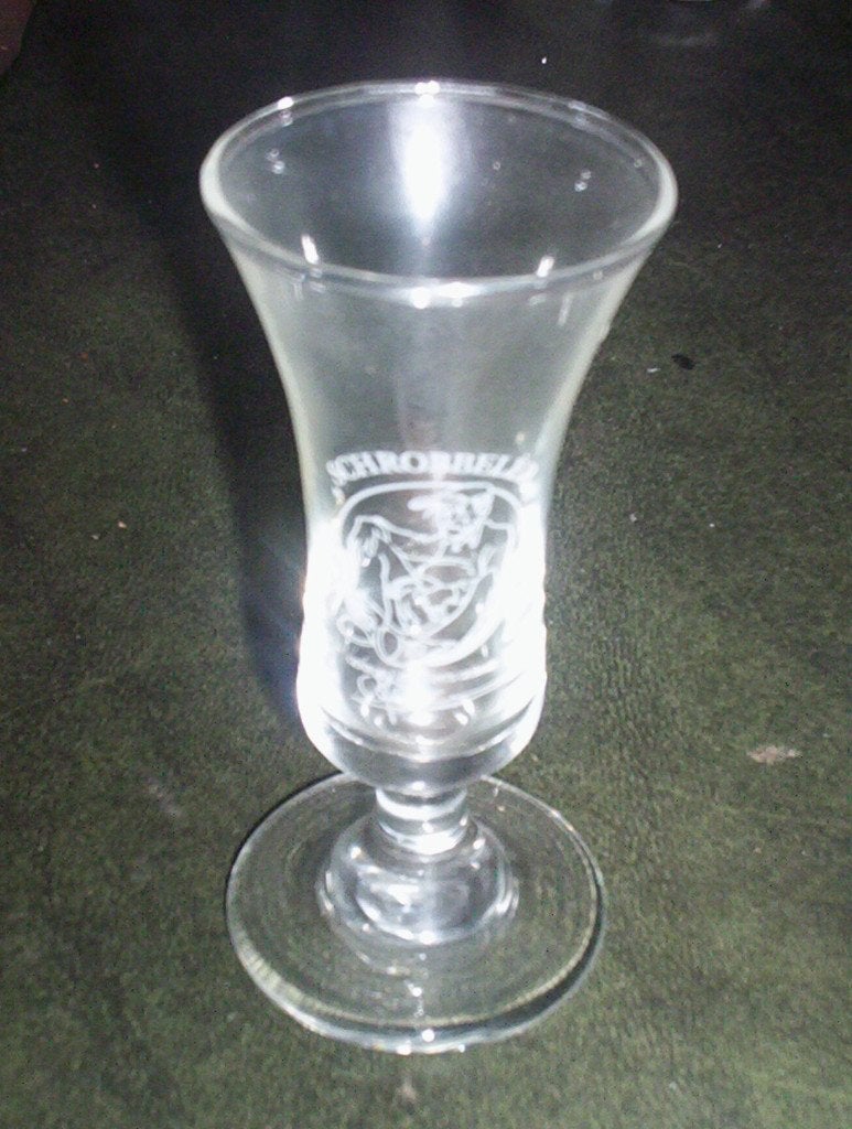 borrelglaasje schrobbeler (vlgnr 2)gekruikt brabants gebruik, Ophalen of Verzenden, Zo goed als nieuw, Borrel- of Shotglas