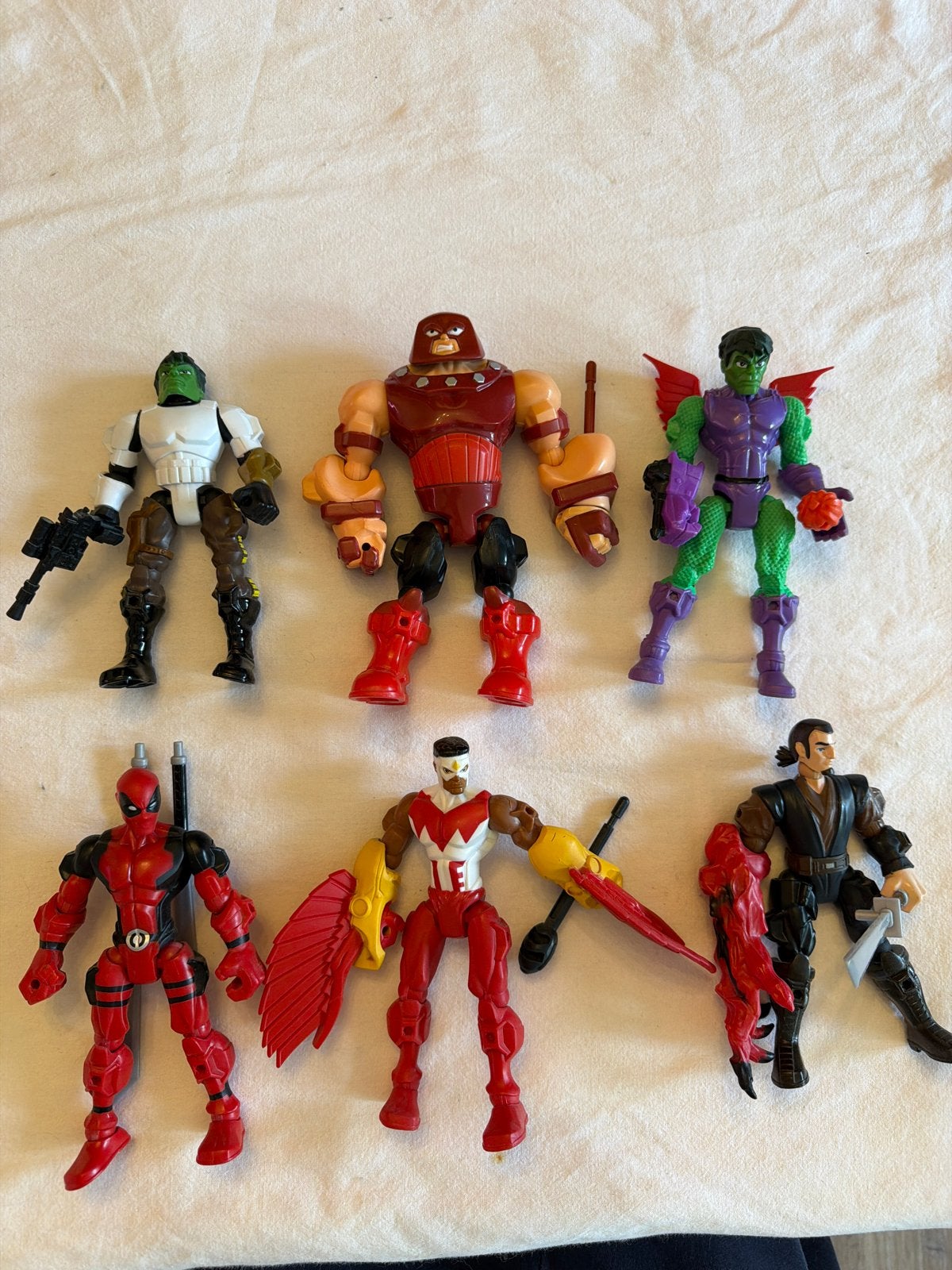 (41) Set van 6 Marvel - Deadpool, Falcon, Hulk, Jugg, Ophalen of Verzenden, Gebruikt