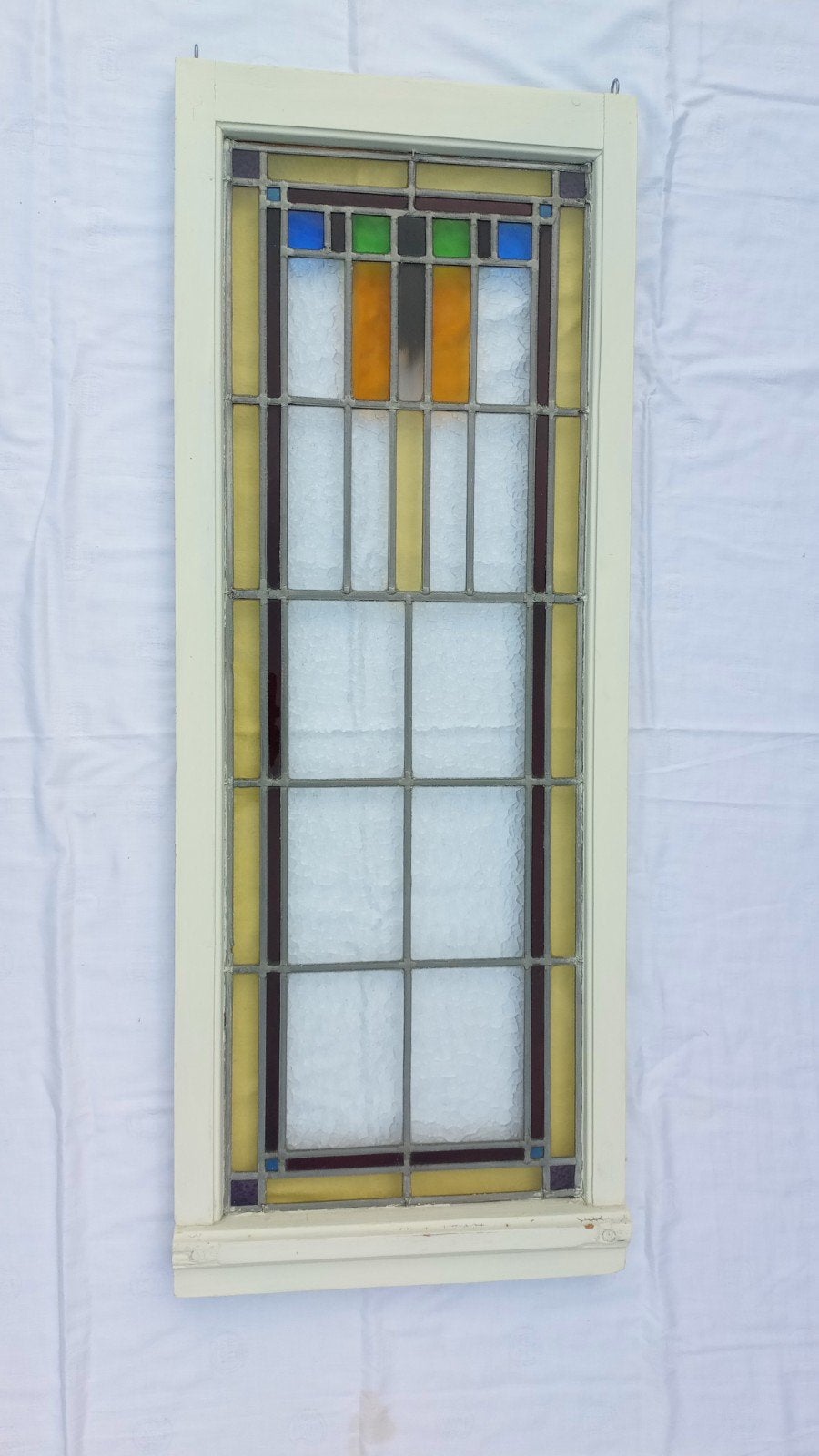 Art deco Glas in lood raam 112x43cm, Doe-het-zelf en Verbouw, Ophalen, Minder dan 80 cm, Glas in lood, Minder dan 80 cm