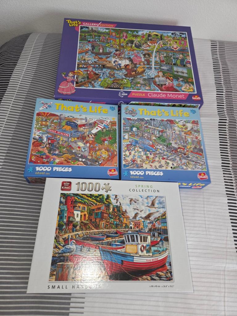 4 puzzels, Ophalen, 500 t/m 1500 stukjes, Zo goed als nieuw