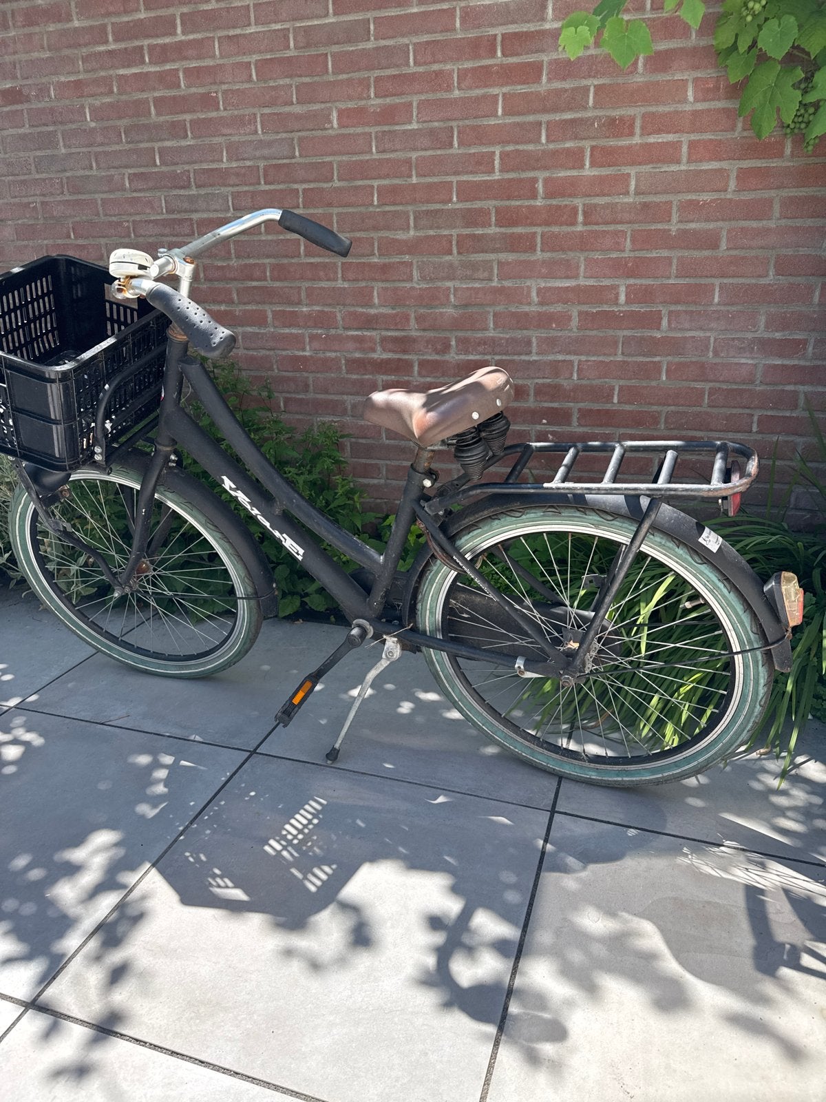 Stevige zwarte kinder transportfiets met voordrager, Ophalen, Terugtraprem, Versnellingen, Gebruikt