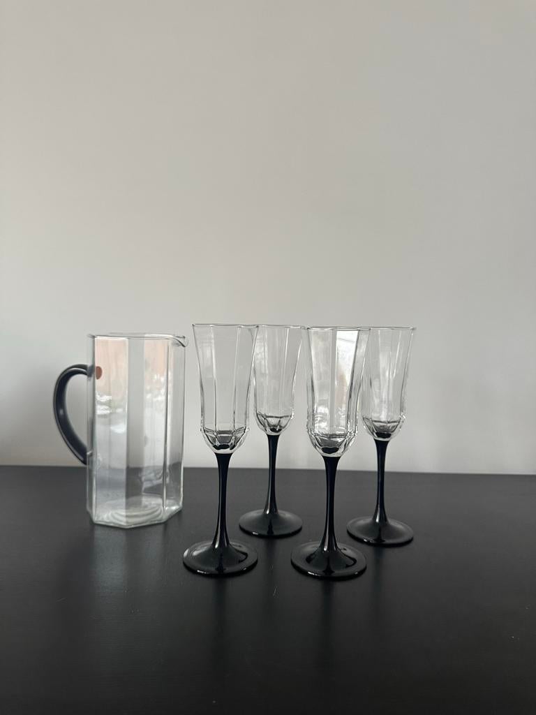Vintage wijnglazen en karaf set, Antiek en Kunst, Antiek | Glas en Kristal, Ophalen