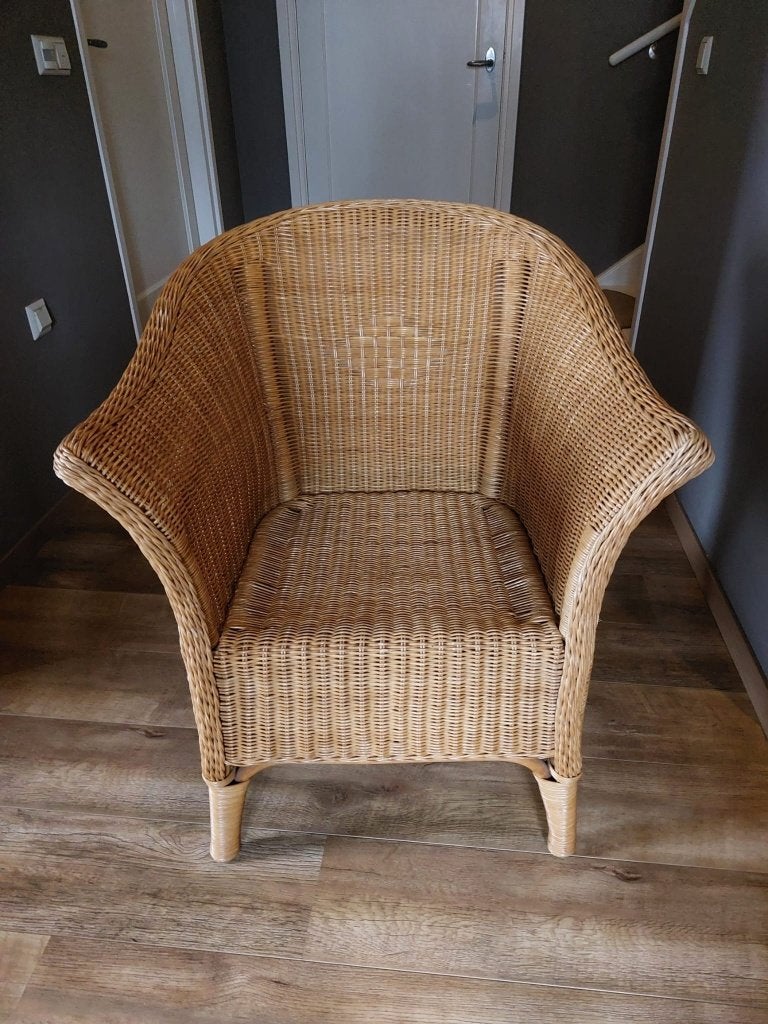 Mooie rieten fauteuil in uitstekende staat, Ophalen, Gevlochten, Zo goed als nieuw, Riet