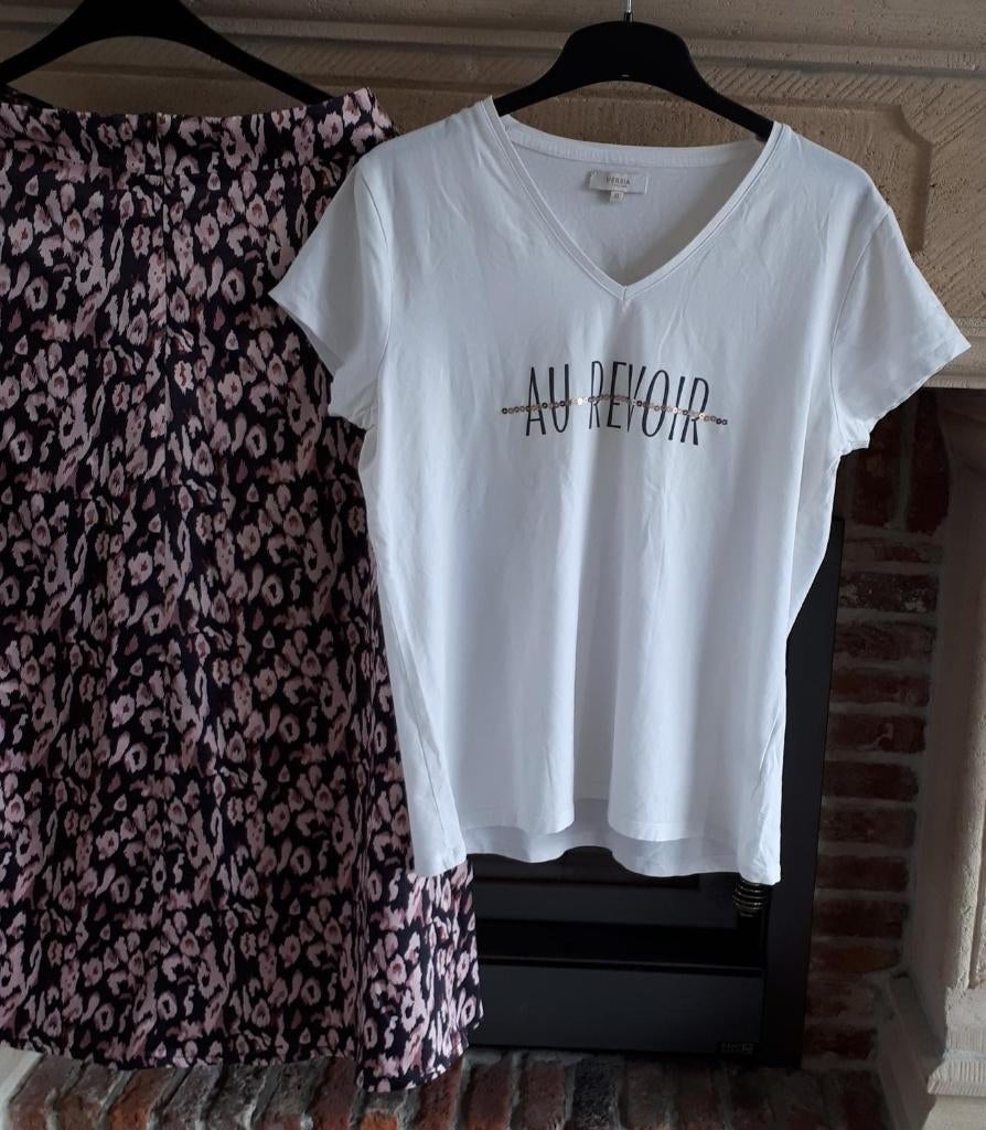 Bel&Bo - rok - zwart print - maat 36 + tshirt wit maat XL, Kleding | Dames, Rokken, Verzenden, Zwart, Bel & Bo, Zo goed als nieuw