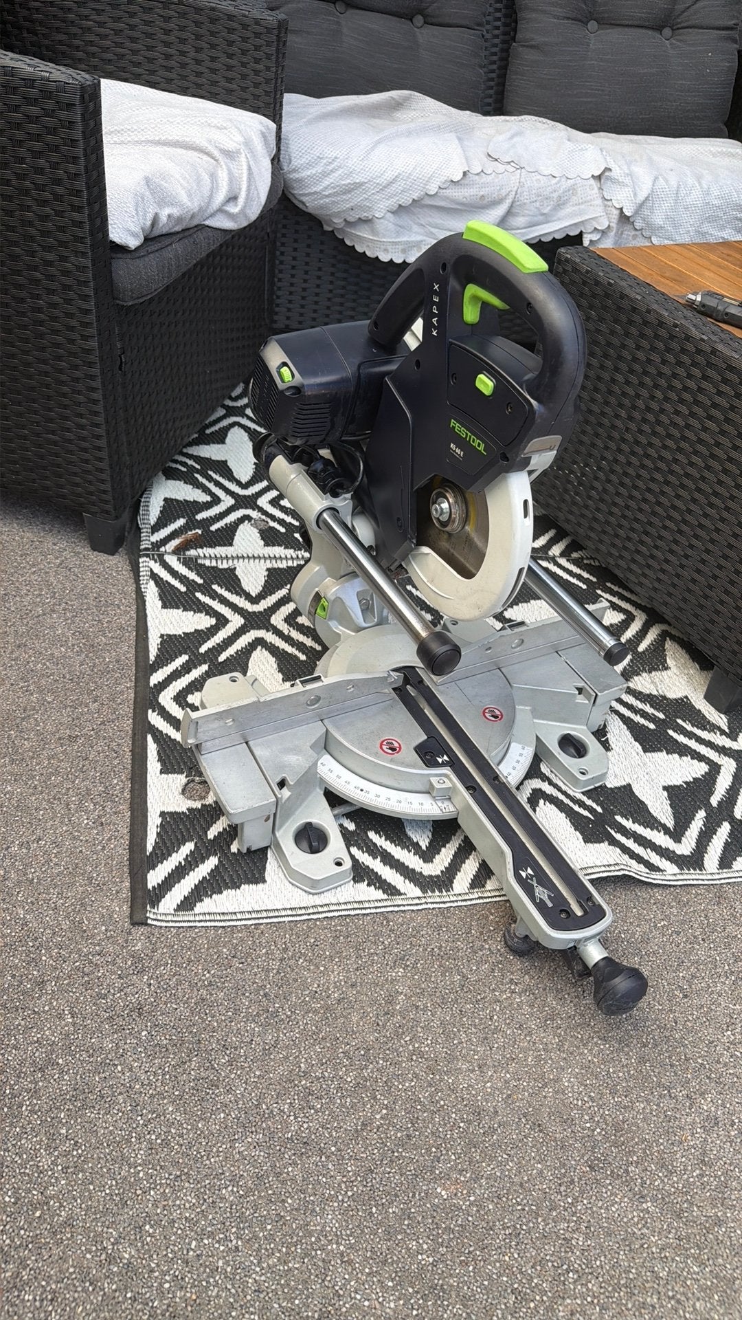Festool KS 60 E Afkortzaag verstekzaag KAPEX 216mm 1200W, 70 mm of meer, Ophalen of Verzenden, Zo goed als nieuw, Afkortzaag