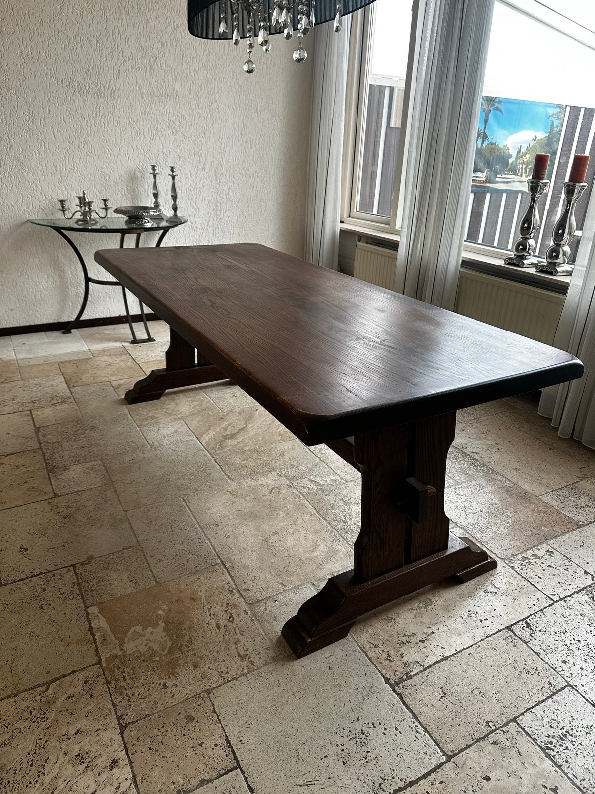 Robuuste eikenhouten kloostertafel, Antiek en Kunst, Ophalen