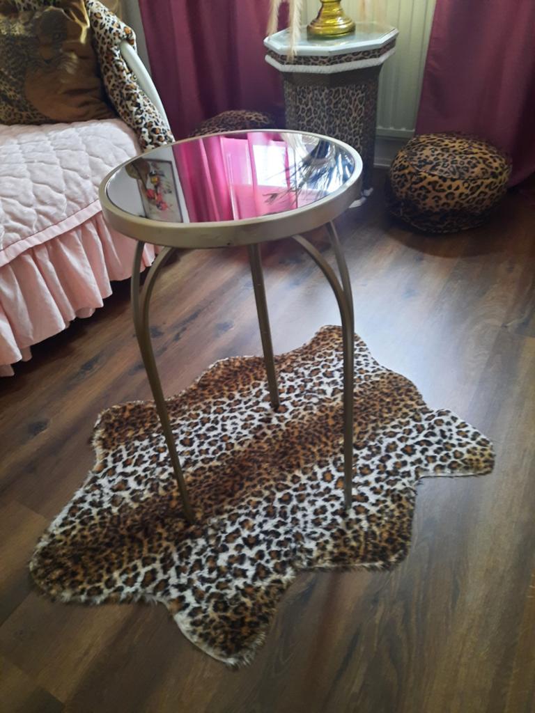 BIJZETTAFEL MET SPIEGELPLAAT 65 HOOG PTMD, Ophalen, Rond, Minder dan 55 cm, 45 tot 60 cm