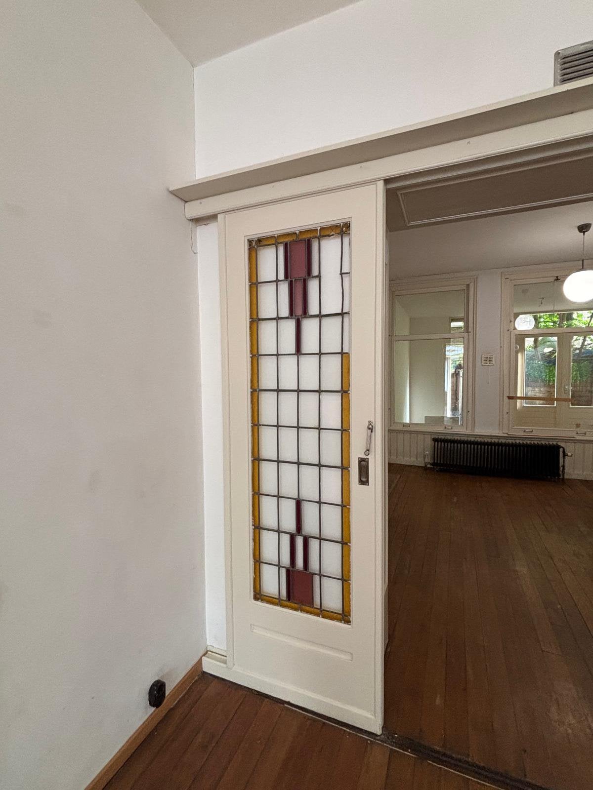 Antieke schuifdeuren met glas-in-lood – restauratieobject, Doe-het-zelf en Verbouw, Deuren en Horren, Ophalen, Gebruikt, Binnendeur