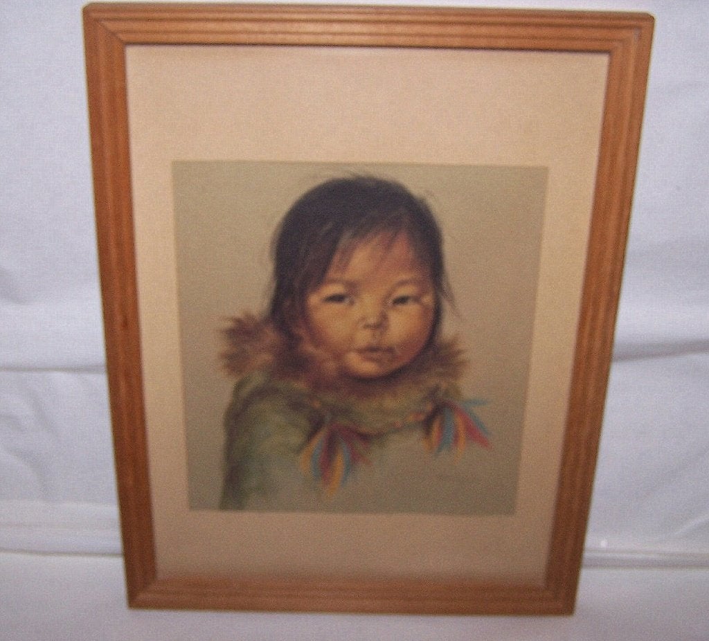 Prachtige Inuit tekening van Dorothy Francis. Izgs. 33x25cm., Antiek en Kunst, Ophalen of Verzenden, Tekening, Handgemaakt