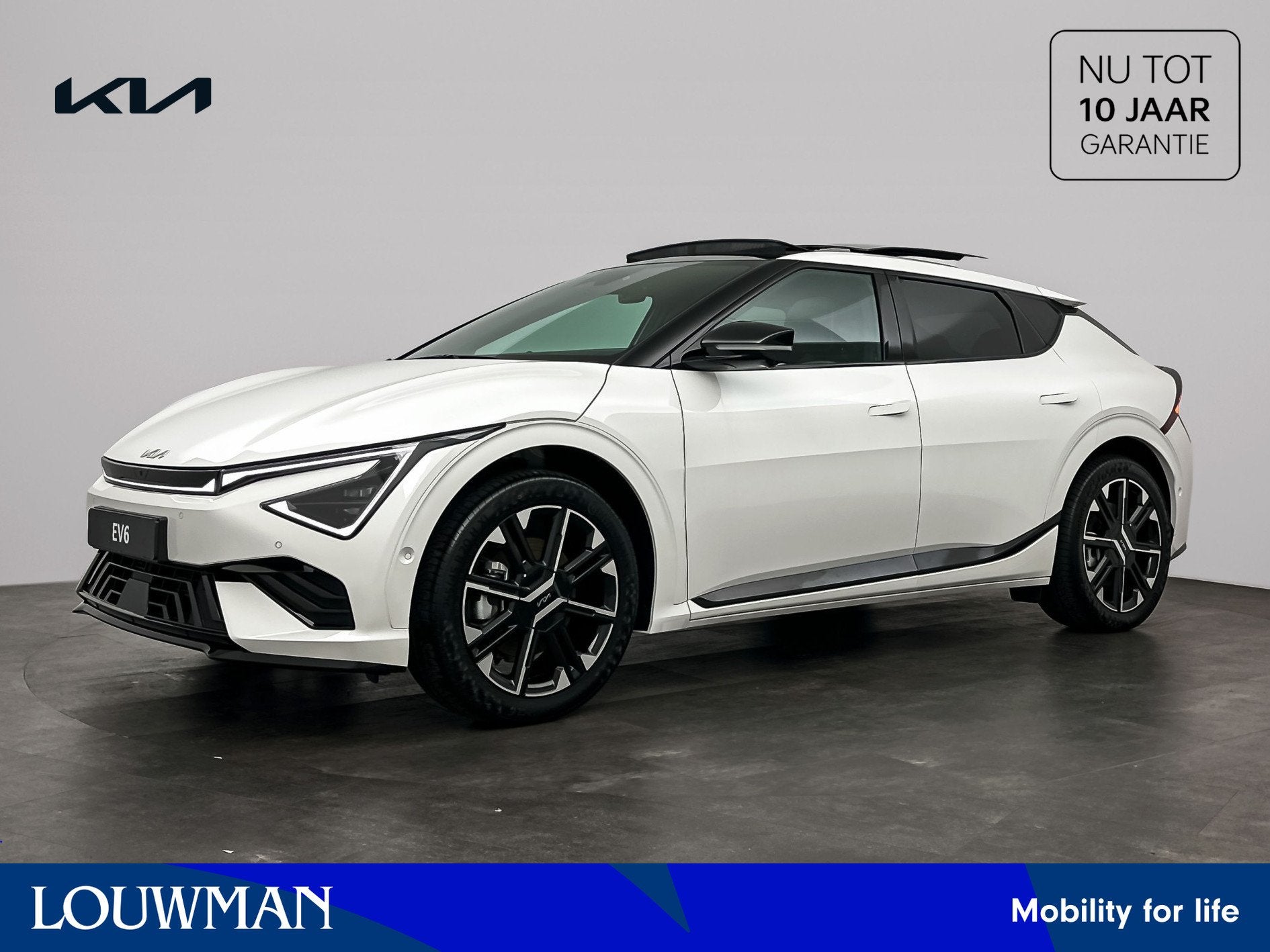Kia Ev6 GT-Line 84 kWh | schuif kantel dak | stoel verwarmin, Auto's, Automaat, Zwart, 1960 kg, Wit