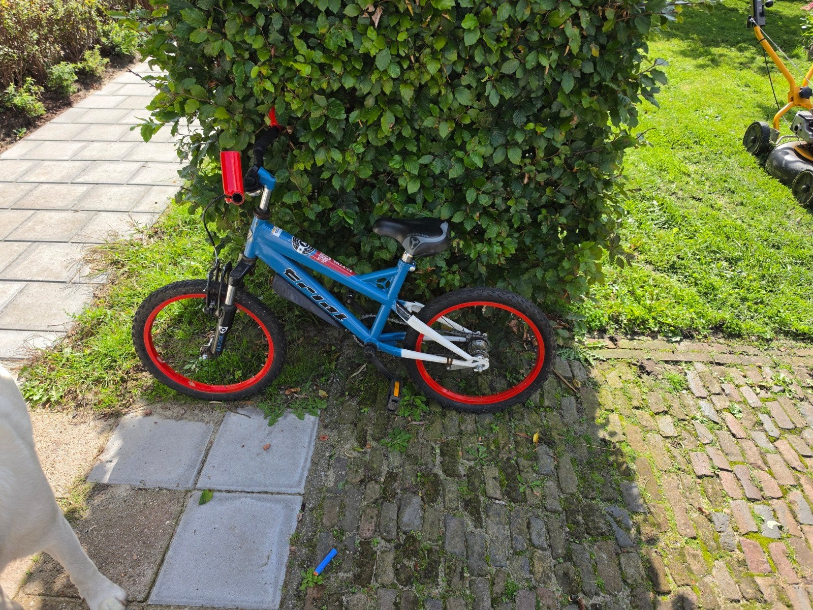 aplina kinderfiets - Blauw met rode accenten, Fietsen en Brommers, Ophalen, Terugtraprem, V-brakes, Aluminium