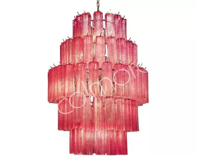 Colmore Kroonluchter IR/NI Fuchsia Glas 80x80x119 18xE14, Modern, Klassiek, Luxe, E14 (klein), Nieuw, Ophalen of Verzenden