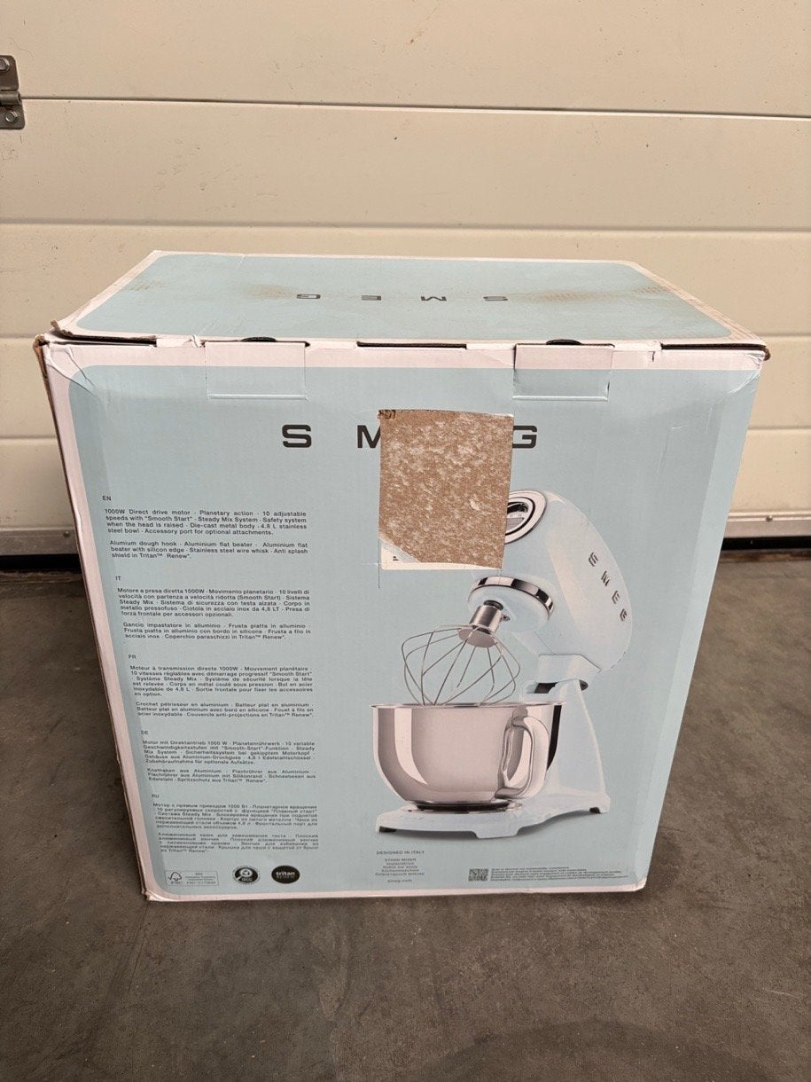 SMEG SMF03PBEU keukenmachine pastelblauw – ongebruikt, Witgoed en Apparatuur, Keukenmixers, 4 liter of meer, Smeg@smeg.it, Nieuw