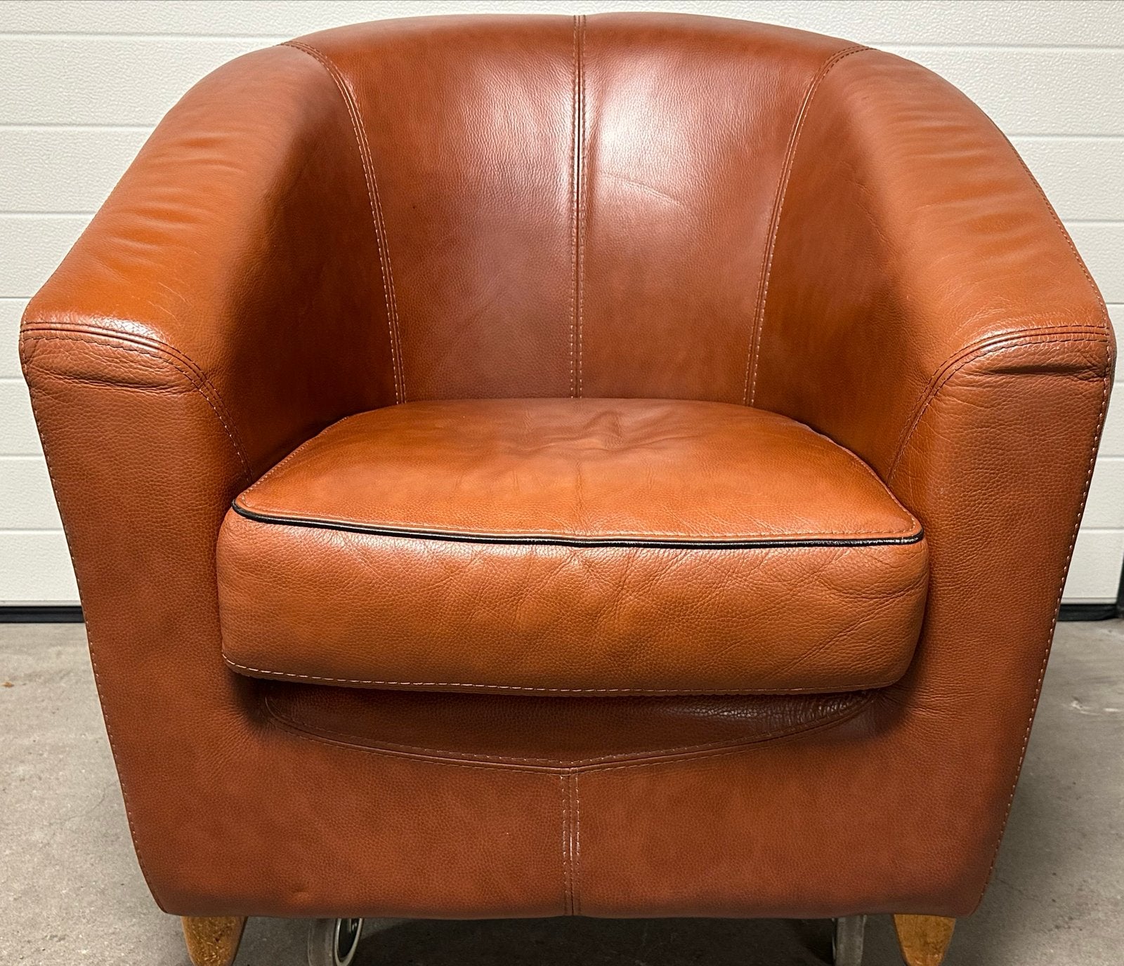 Top kwaliteit leren club fauteuil - Cognac kleurig (Baxter?), Ophalen, Bruin, Leer, Zo goed als nieuw