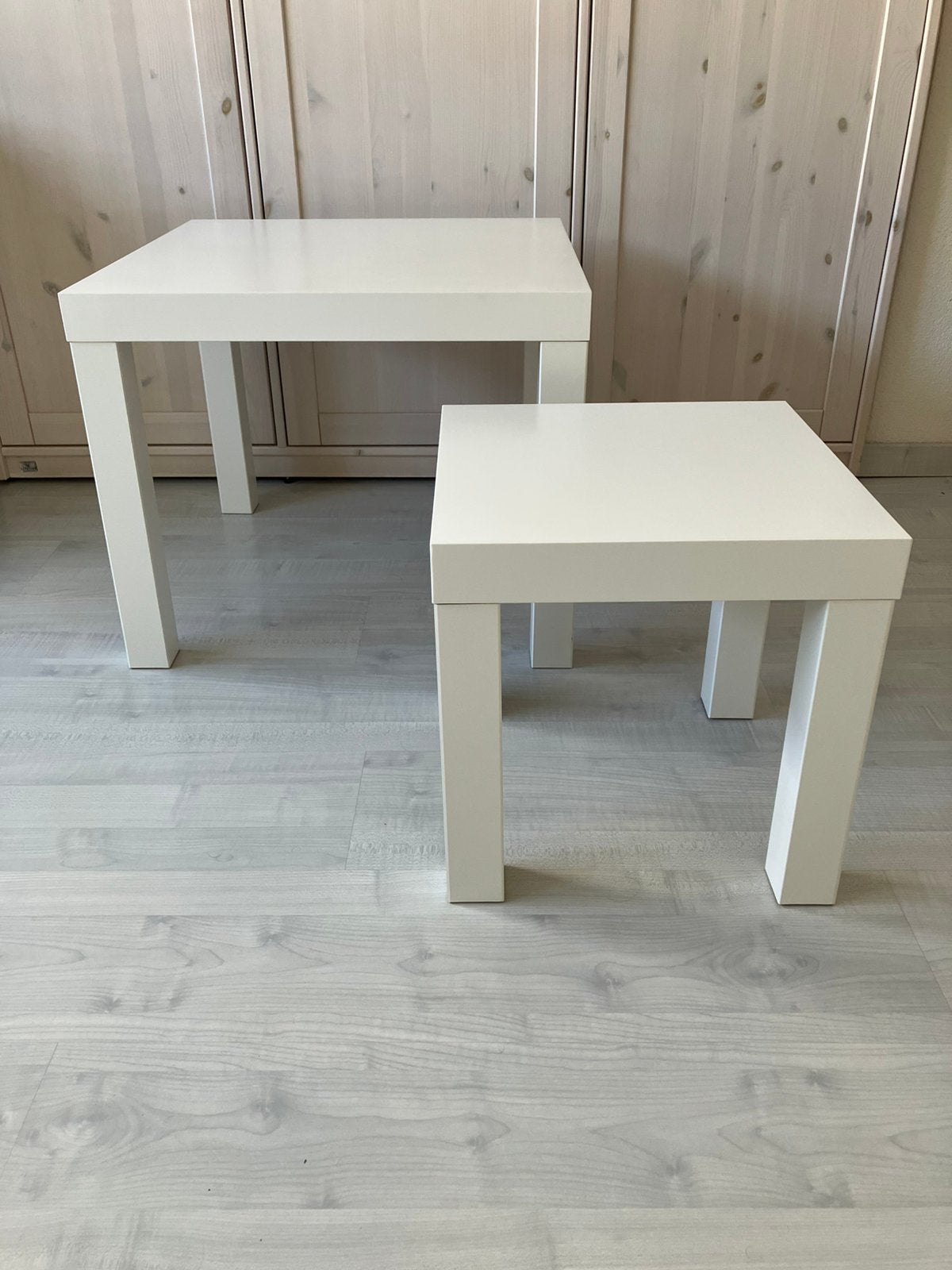 2 bijzettafels wit, Minder dan 55 cm, Vierkant, Zo goed als nieuw, Ophalen