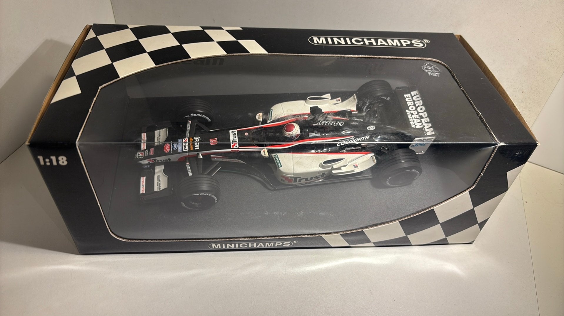 F1 minardi cosworh ps03 j.verstappen minichamps 1.18, Ophalen of Verzenden, A, A, A