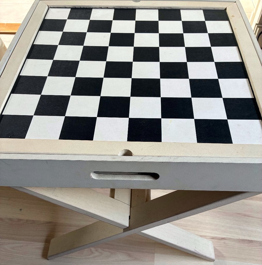 Bijzet Tafel / Schaaktafel Met Schaakstukken, Minder dan 55 cm, Zo goed als nieuw, Rechthoekig, Hout