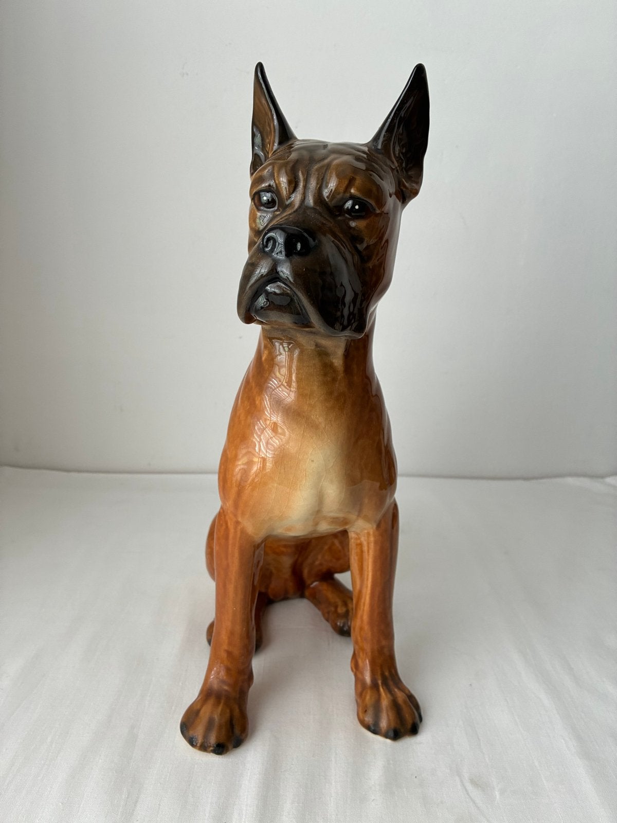 Vintage Goebel Boxer Hond Beeld - Craquelé, Perfecte Staat, Ophalen of Verzenden