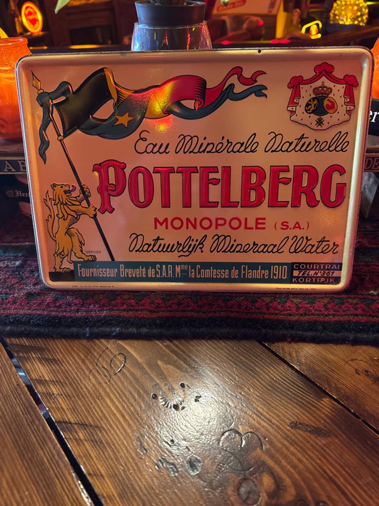 Oud reclame bord pottelberg monopole Mineraal Water, Verzamelen, Merken en Reclamevoorwerpen, Ophalen, Gebruikt, Reclamebord