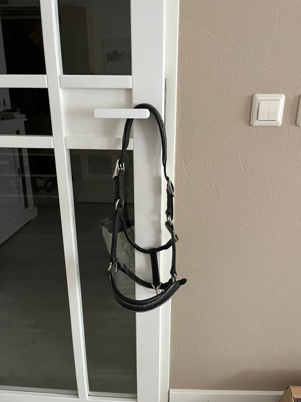 Zwart leren halster met glitter, COB, Ophalen, Pony, Halster, Zwart