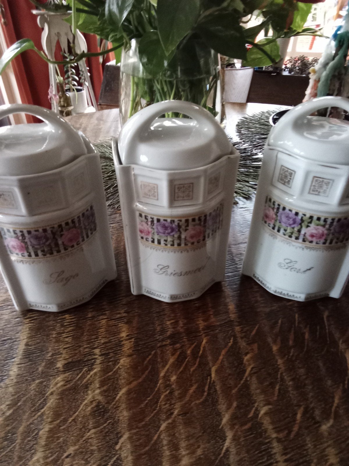 Vintage voorraadpotten met bloemmotief - Set van 3, Ophalen