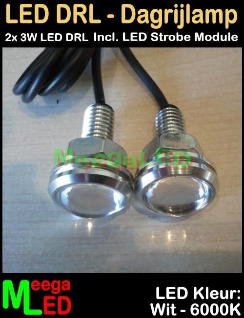 LED Motor  Strobe Flitser - 2x 3W Zilver RF AB - Wit, Motoren, Ophalen of Verzenden