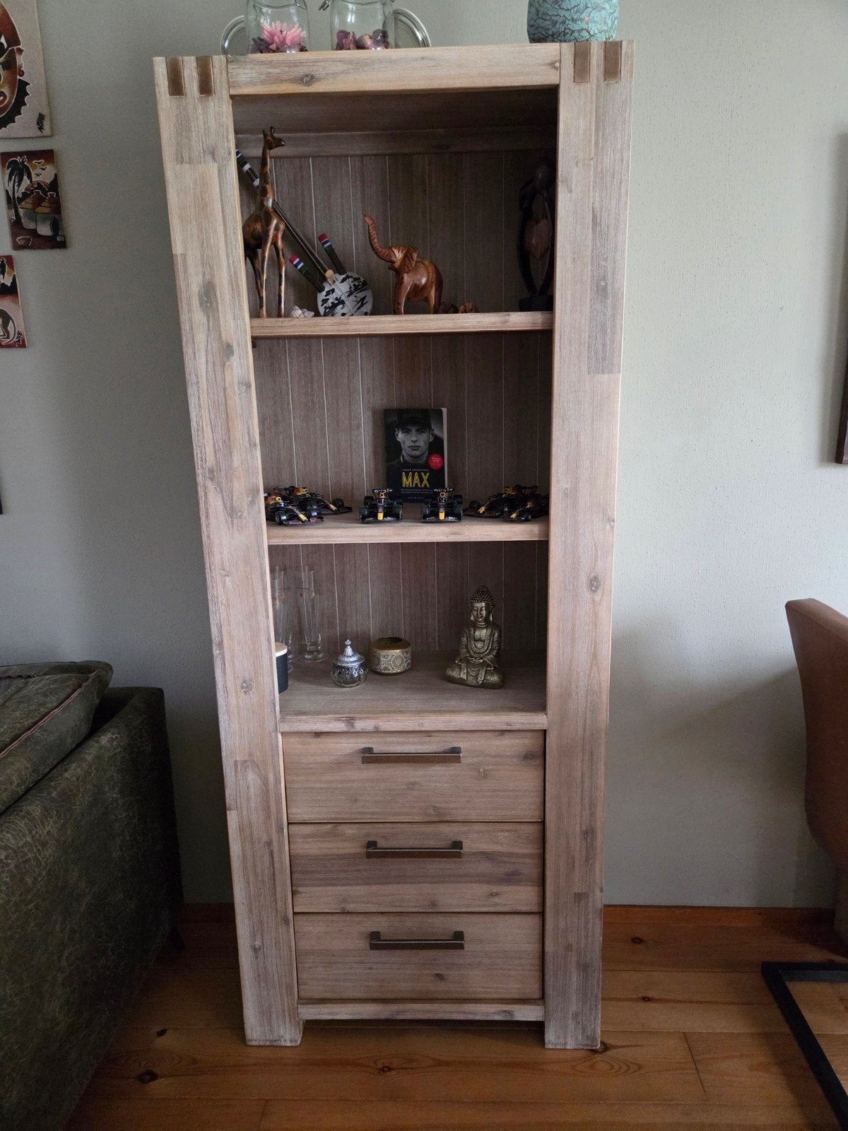 Boekenkast met 3 lades en 3 open vakken, Ophalen, Met plank(en), Gebruikt, 50 tot 100 cm