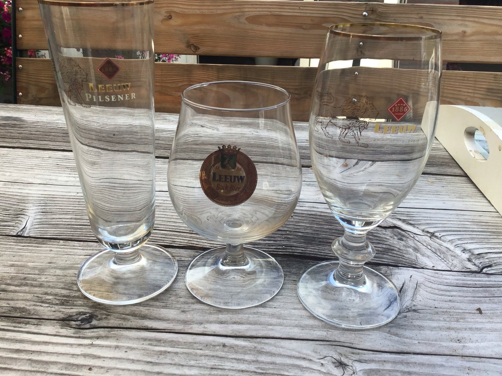 3 vintage De Leeuw bierglazen - Pilsener en speciaalbier, Ophalen of Verzenden