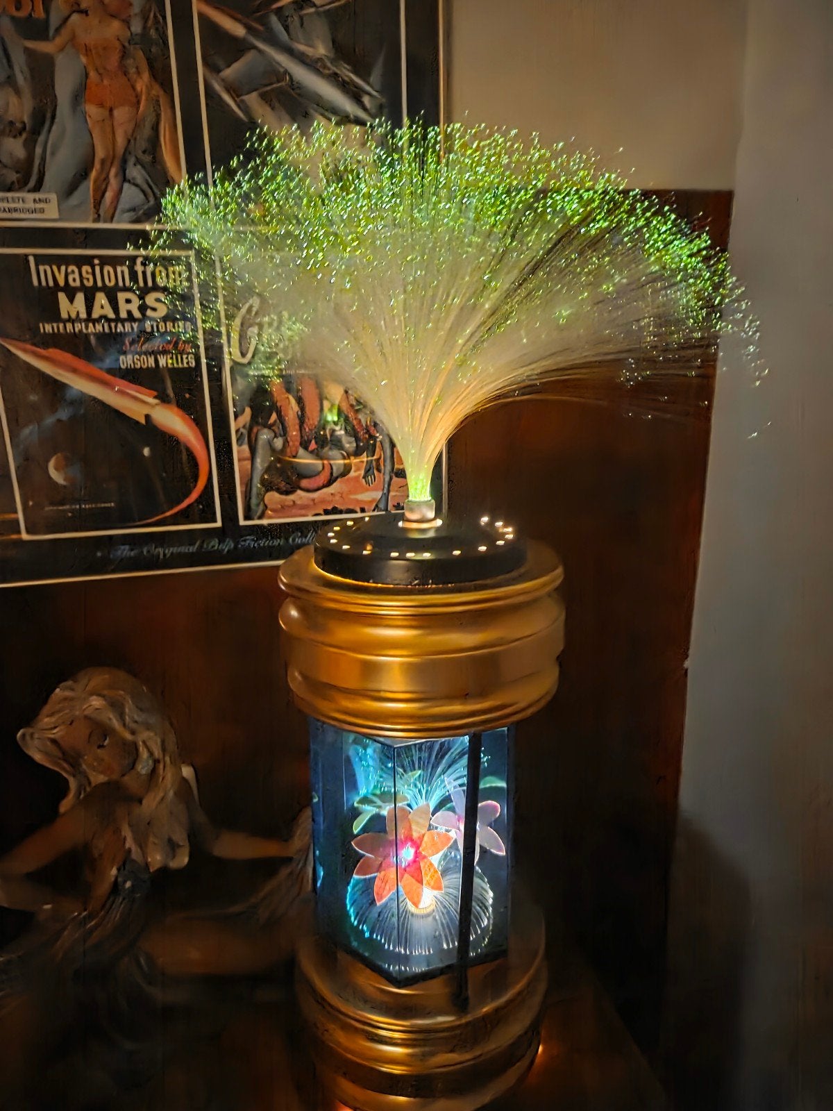 Vintage 70s space age fiber lamp kitsch, Ophalen of Verzenden, Kunststof, Vintage