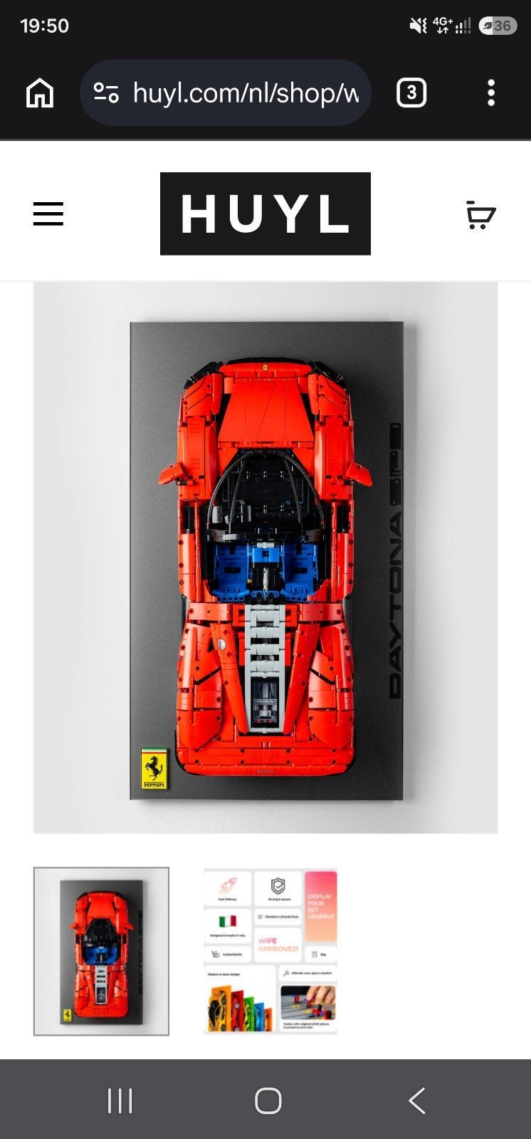 HUYL ophangsysteem Lego Ferrari Daytona SP3, Ophalen, Nieuw