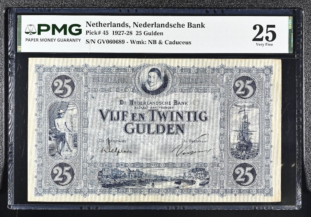 Biljet 25 gulden Willem van Oranje - blauw, 1928 | PMG, Postzegels en Munten, Ophalen of Verzenden, 25 gulden