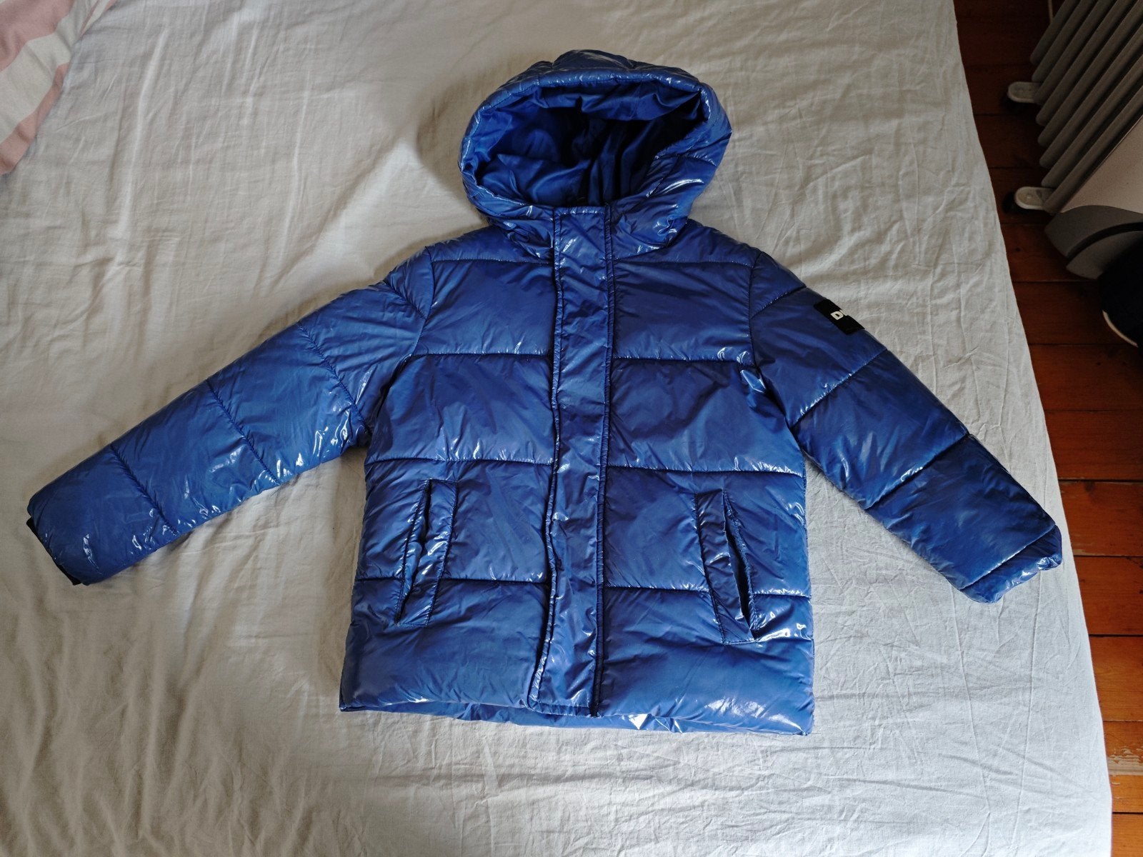 Diesel kinder winterjas - Glanzend blauw - Maat 6, Ophalen of Verzenden, Zo goed als nieuw, Diesel, Jongen of Meisje