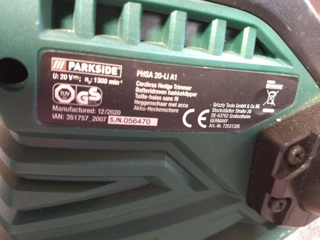 Parkside heggenschaar, Ophalen, Zo goed als nieuw, Accu