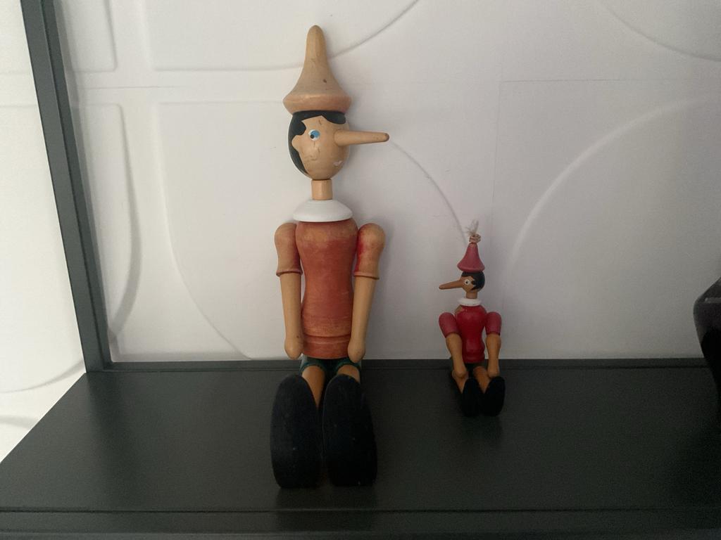 Set van 2 houten Pinokkio poppen, Antiek en Kunst, Ophalen of Verzenden