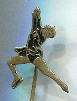 Sjoukje Dijkstra zwart/koper kunstschaatser speldje( S_188a), Verzamelen, Speldjes, Pins en Buttons, Verzenden, Zo goed als nieuw