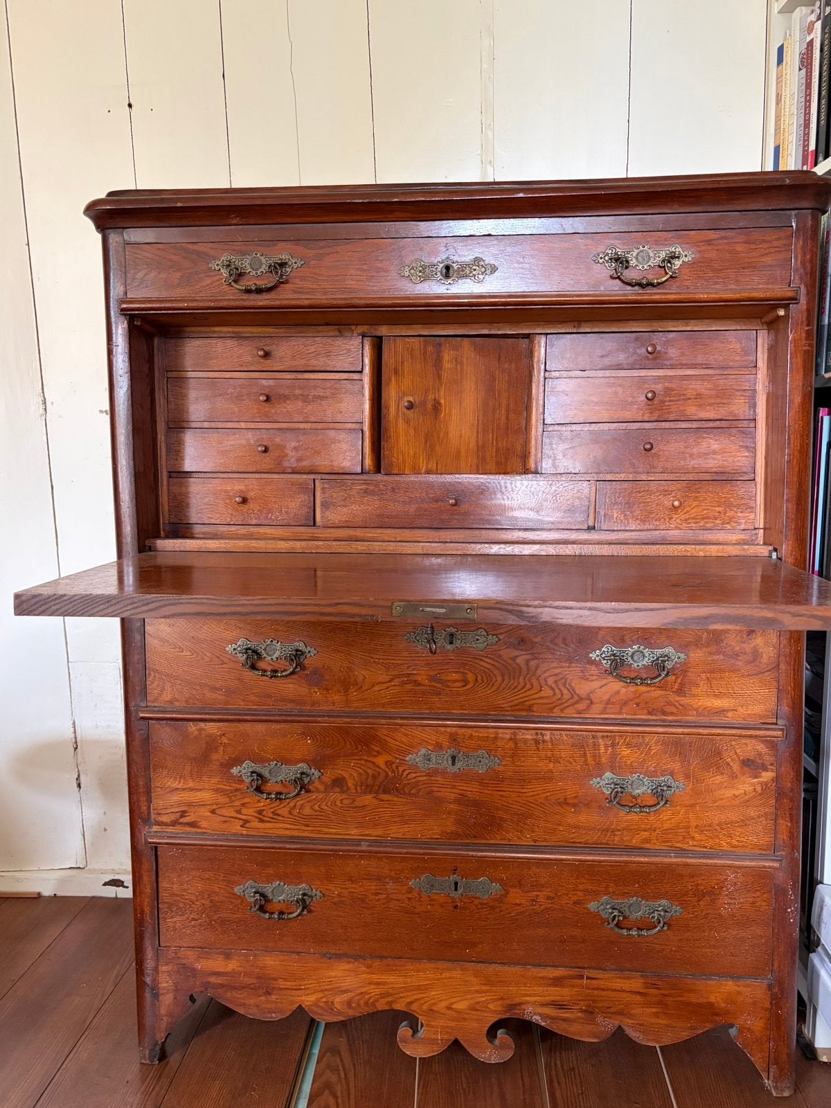 Antiek eiken secretaire, Ophalen, Gebruikt