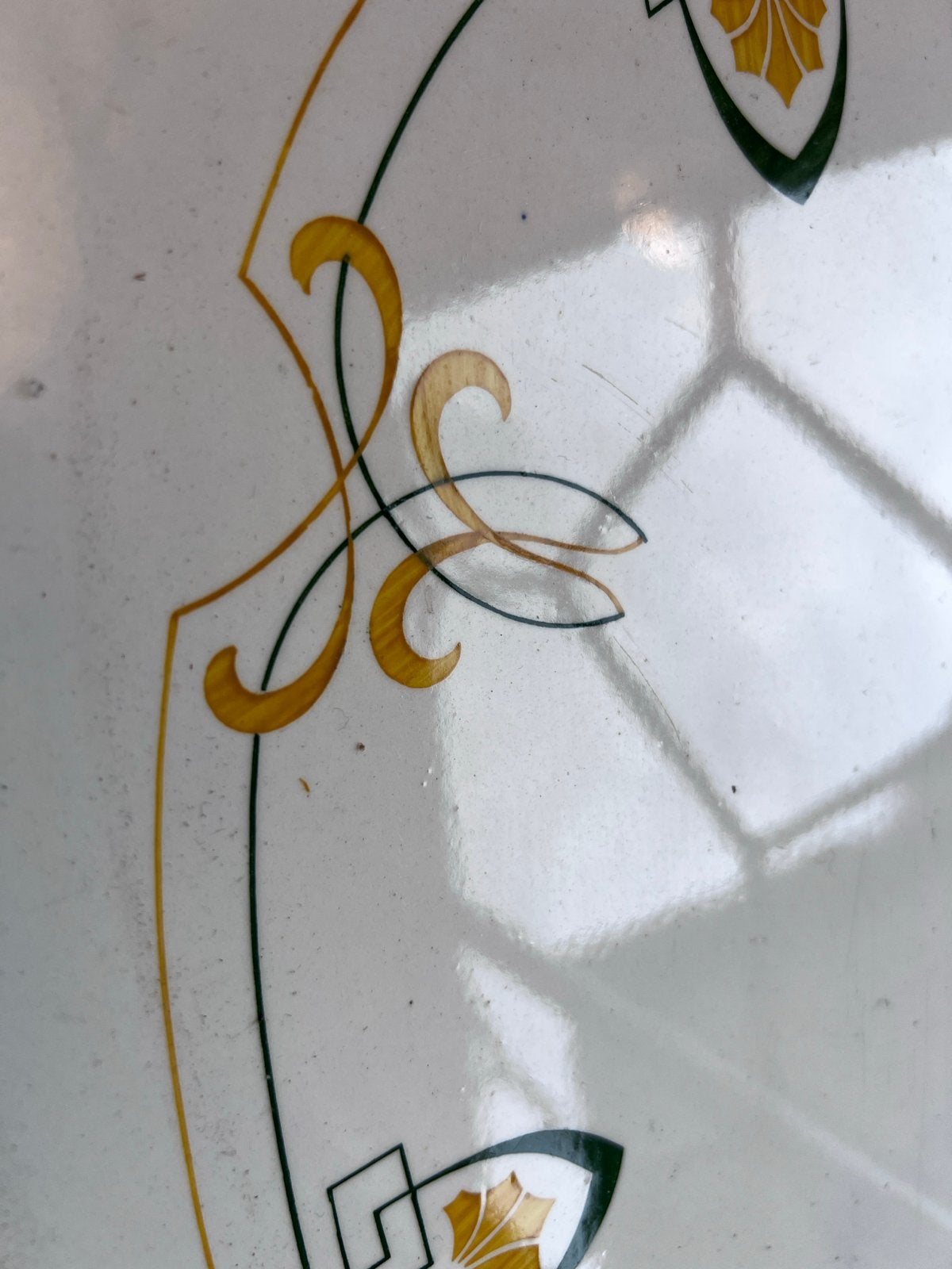 Art Deco Nikkelen rand,  Porseleinen Dienblad, Antiek en Kunst, Ophalen of Verzenden