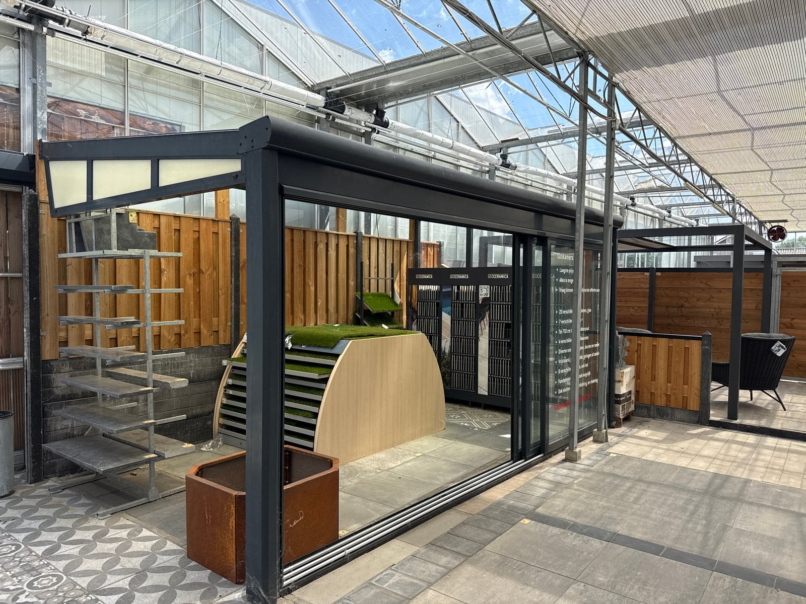 Showroom Veranda 300x500cm met Schuifpui en Dakraam, Tuin en Terras, Ophalen of Verzenden, Gebruikt, Veranda