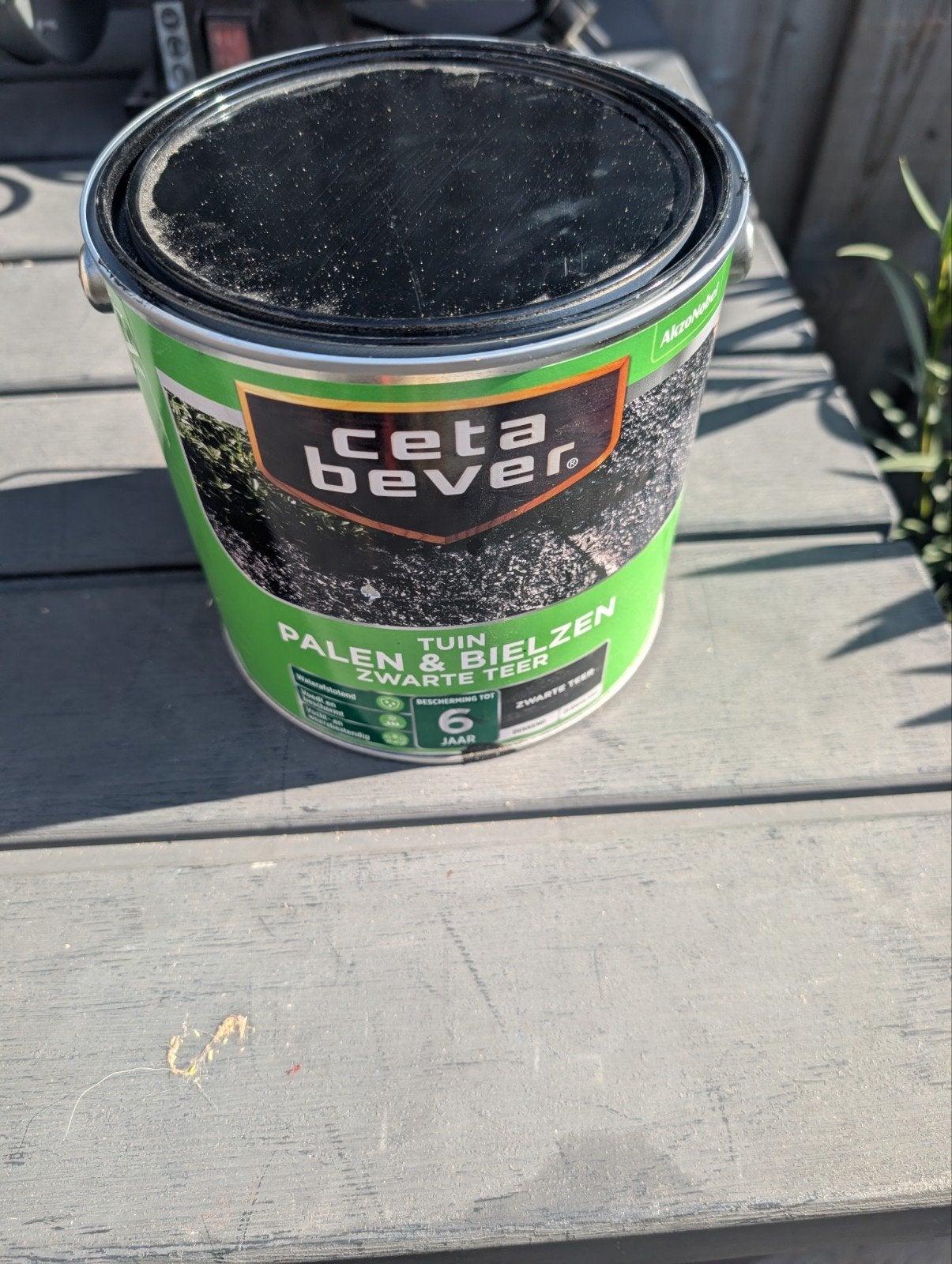 CetaBever Tuin & Bielzen Zwarte Teer - Halve Pot!, Doe-het-zelf en Verbouw, Verf, Beits en Lak, Gebruikt, Zwart, Beits, Ophalen of Verzenden
