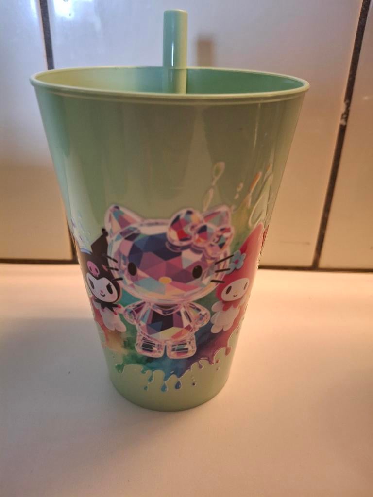 Hello Kitty beker met rietje, Nieuw, Ophalen of Verzenden, Overige stijlen, Overige materialen