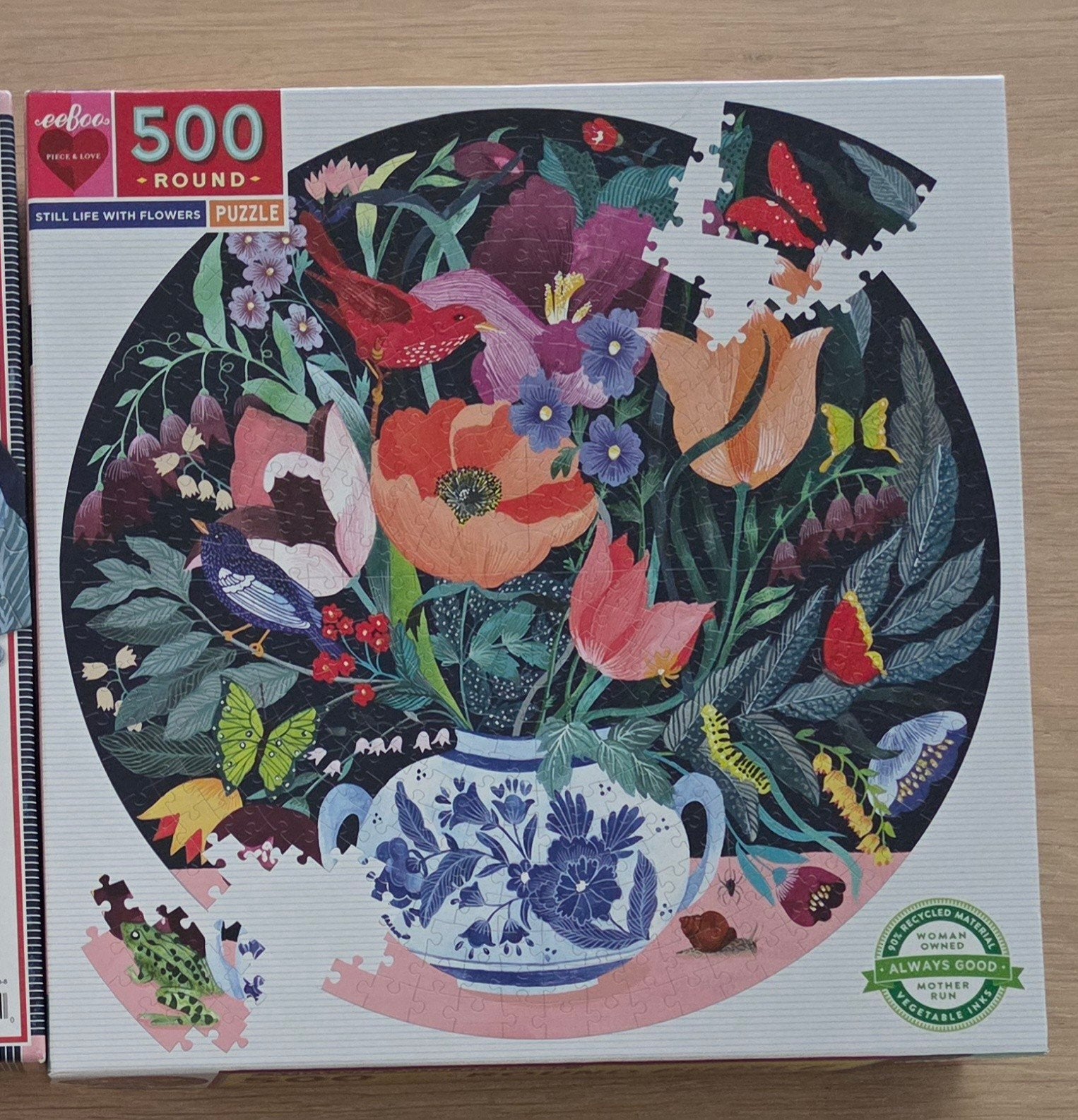 eeBoo - Still life with Flowers - 500 stukjes, Ophalen of Verzenden, 500 t/m 1500 stukjes, Zo goed als nieuw, Legpuzzel