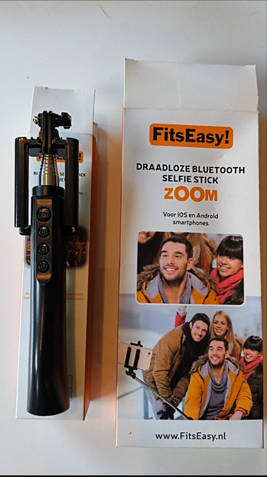 FitsEasy Draadloze Bluetooth Selfie Stick Zoom, Ophalen, Draadloos, Overige typen, Zo goed als nieuw