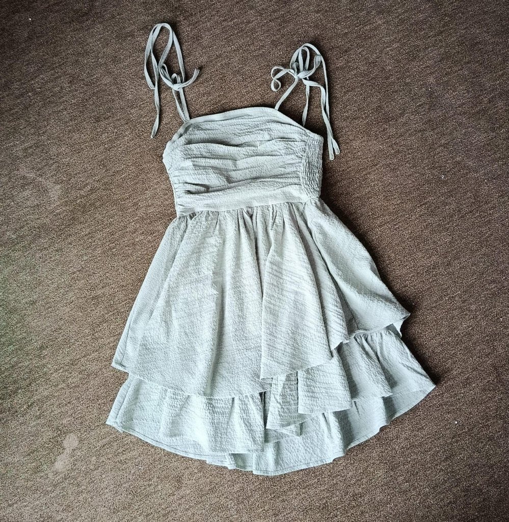 Zomers mini jurkje met ruches en spaghettibandjes, Maat 38/40 (M), Nieuw, Ophalen of Verzenden, Boven de knie