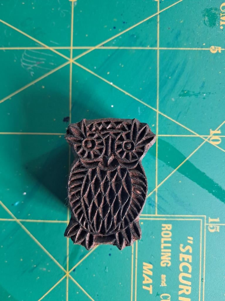 Houten batik stempel uil - ca. 5 cm hoog, Ophalen of Verzenden
