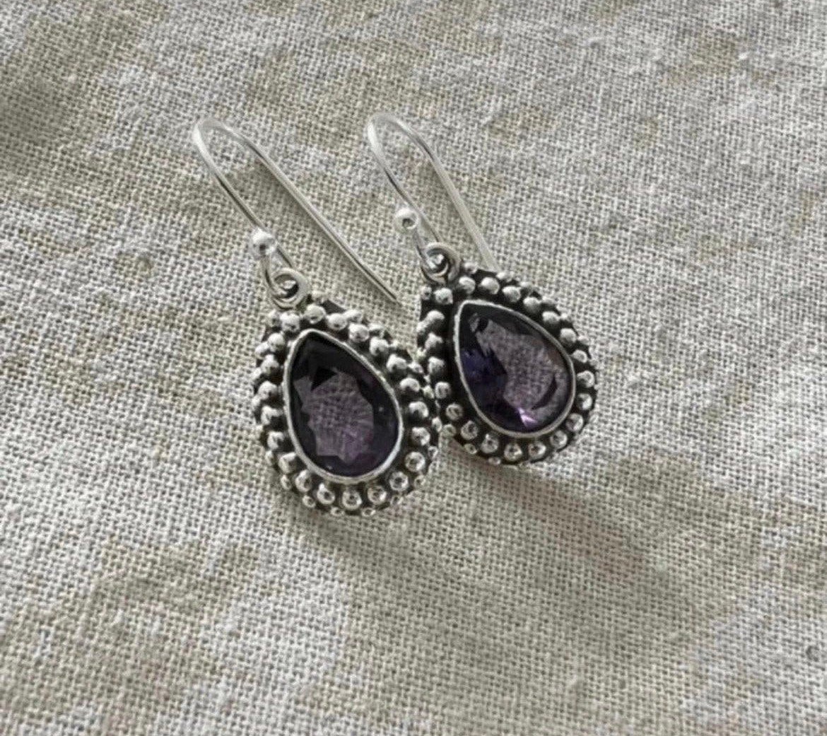 Zilveren 925 oorbellen met geslepen Amethyst, Verzenden, Zo goed als nieuw, Zilver, Met edelsteen