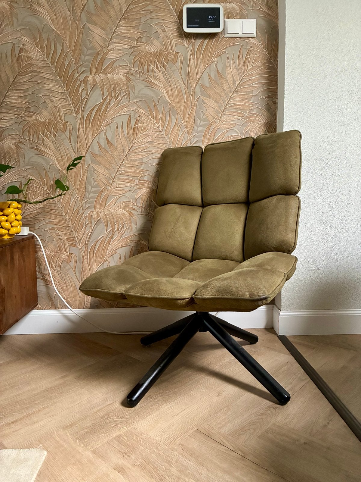 TEAB!! Olijfgroene fauteuil, Ophalen, Gebruikt, Stof, 75 tot 100 cm