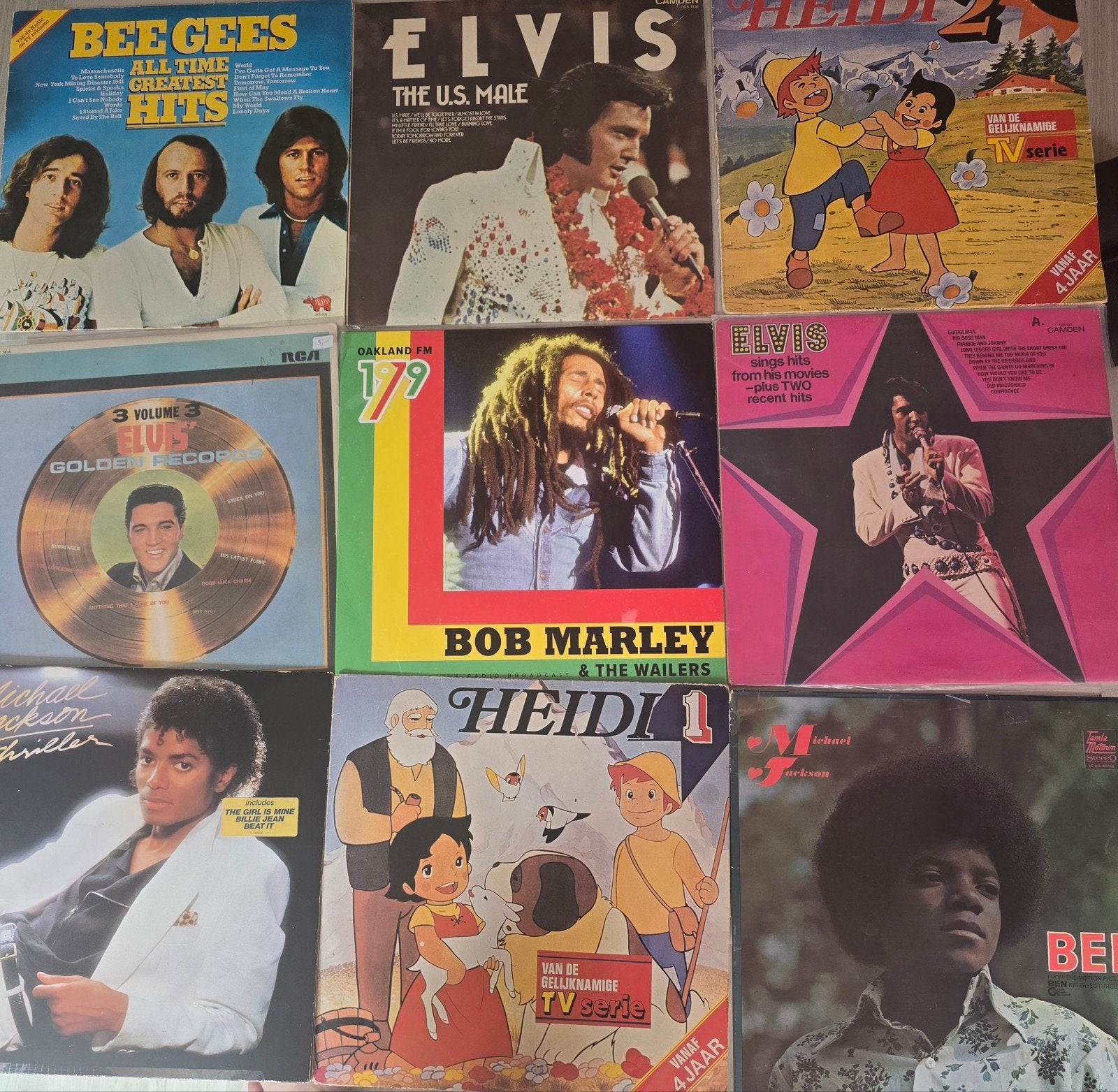 Bee gees, Elvis, MJ, Bob Marley, Heidi platen., LP, Gebruikt, Pop, Ophalen of Verzenden