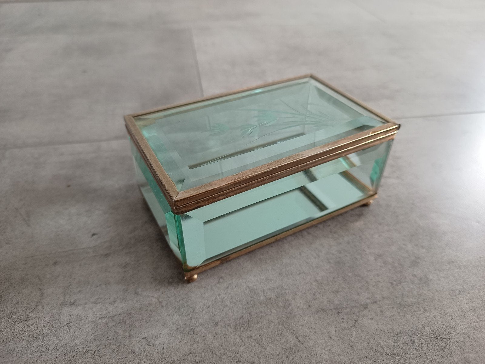 Vintage sieradendoosje met geëtst glas, Verzenden