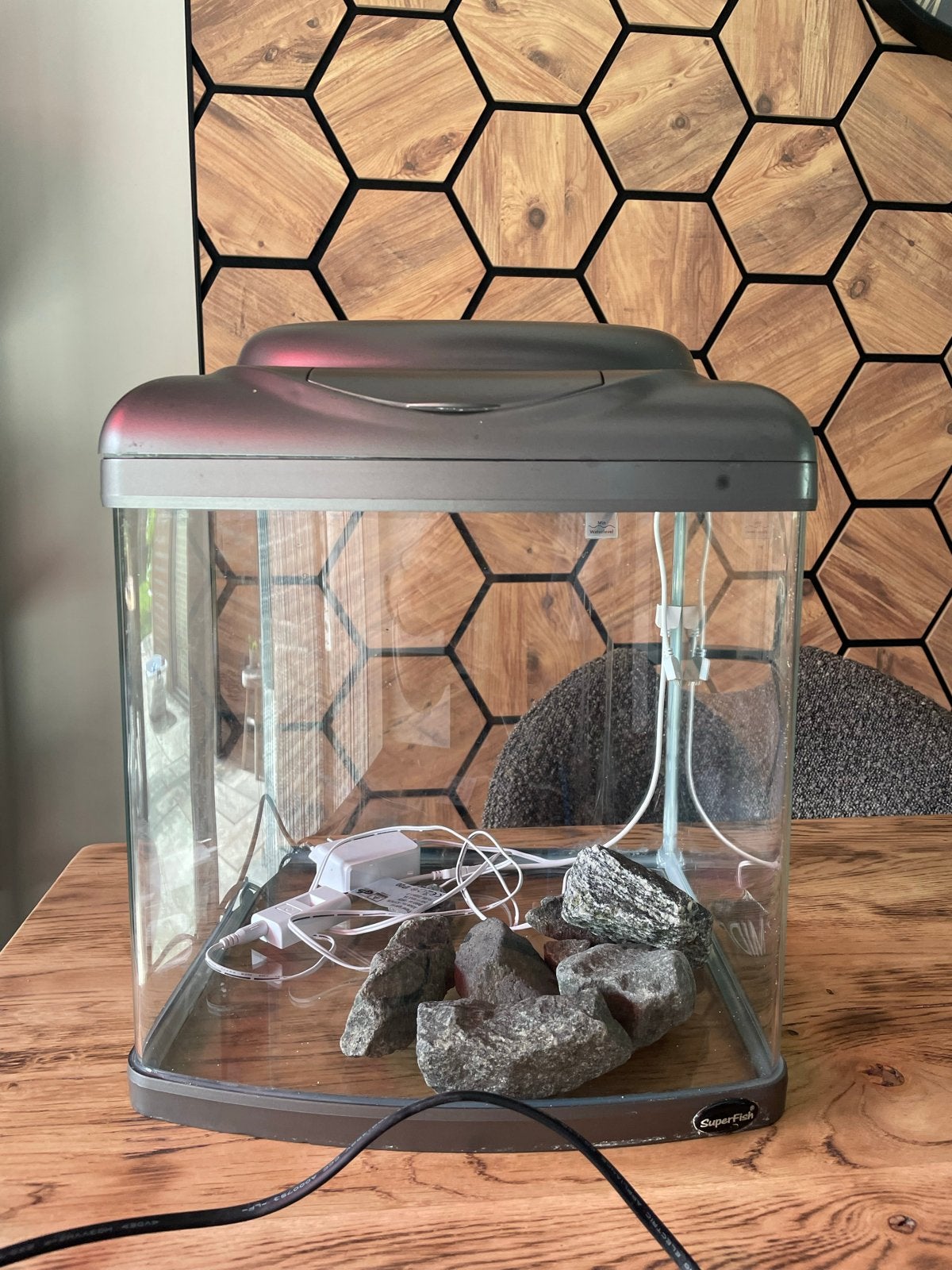 Aquarium met benodigtheden, Dieren en Toebehoren, Vissen | Aquaria en Toebehoren, Ophalen, Superfish, Verwarming, Gevuld zoetwateraquarium